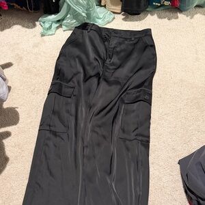 DKNY Black satin Cargo Trousers